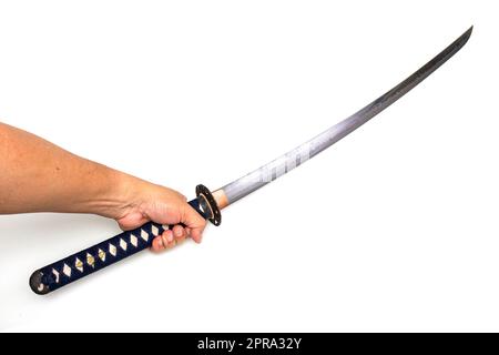 Sword - knife on hand isolated in white background Stock Photo