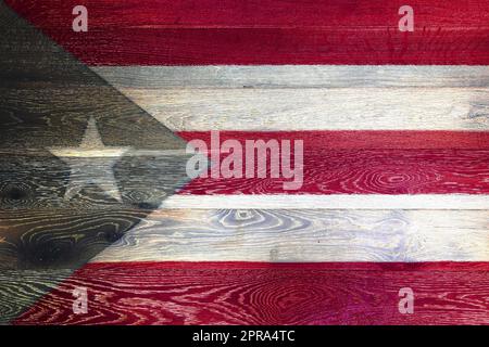 Puerto rico flag on rustic old wood surface background Stock Photo