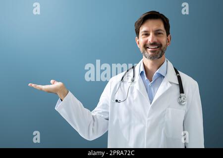 Happy Man Doctor In Labcoat Standing Stock Photo