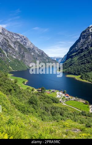 View to the famous Naeroyfjord in Norway, a UNESCO World Heritage Site Stock Photo