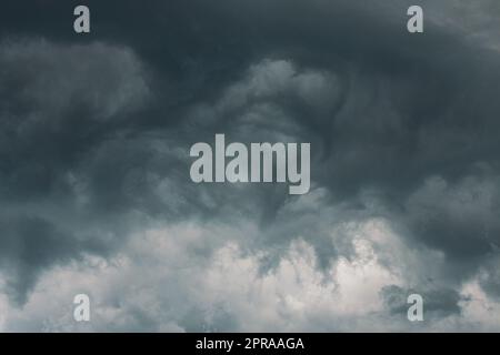 Stormy Sky Before Rain Thunderstorm. Storm Cloudy Sky Background Stock Photo