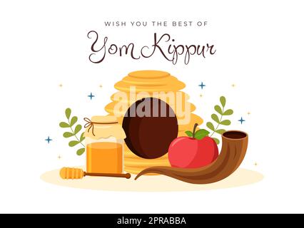 Yom Kippur Day Celebration Background Template Hand Drawn Cartoon Flat ...