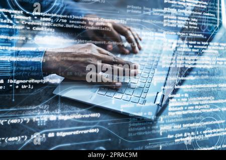 Computer Programmer Writing Program Code On Computer Stock Photo