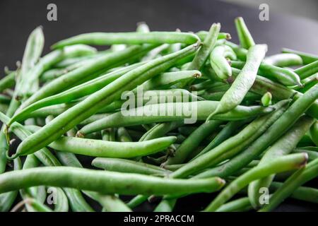 Green beans closeup view Stock Photo