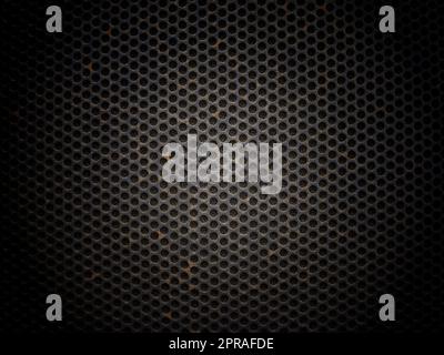 Fragment of the speaker with a metal perforated grille. Great background for advertising and MUSIC Festival . Stock Photo