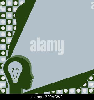 Head With Illuminated Light Bulb With Showing Technology Ideas. Glowing Lamp In Brain Symbols Design Displaying Mechanical And Technical Idea. Stock Vector
