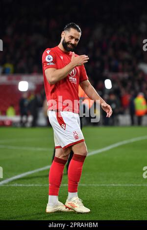 The City Ground, Nottingham, UK. 26th Apr, 2023. Premier League Football, Nottingham Forest versus Brighton and Hove Albion; Filipe of Forest Credit: Action Plus Sports/Alamy Live News Stock Photo