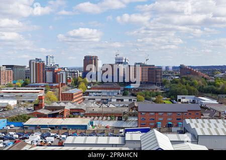 A view across Leeds City Centre with a couple of new buildings under construction. The Junction top centre & Springwell Gardens top right Stock Photo