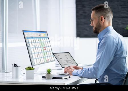 Digital Electronic Bill And Accountant E Invoice Stock Photo