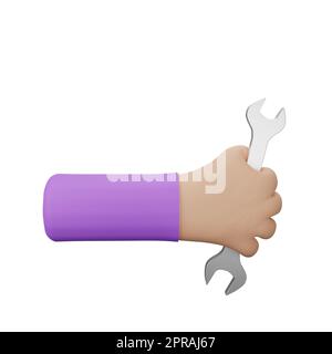 hand holding a wrench tool Stock Photo