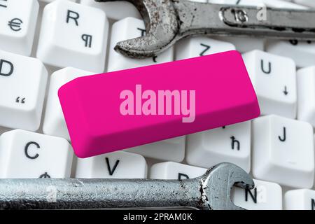 Computer Keyboard And Symbol.Information Medium For Communication.Laptop Keyboard For Typing New Ideas And Planning Development.Technological Equipment Accessing Internet Stock Photo