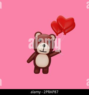 teddy bear with valentine's concept Stock Photo
