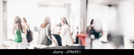 Blured image of businesspeople at coffee break at conference meeting. Stock Photo