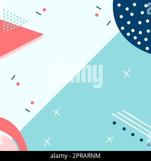 Blank Frame Decorated With Abstract Modernized Forms Flowers And Foliage. Empty Modern Border Surrounded By Multicolored Line Symbols Organized Pleasantly. Stock Photo
