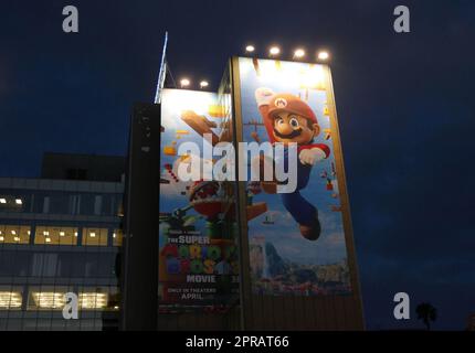 Los Angeles, California, USA 29th March 2023 A general view of atmosphere of The Super Mario Bros.Movie Billboard on March 29, 2023 in Los Angeles, California, USA. Photo by Barry King/Alamy Stock Photo Stock Photo