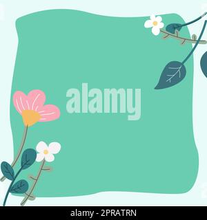 Blank Frame Decorated With Abstract Modernized Forms Flowers And Foliage. Stock Photo
