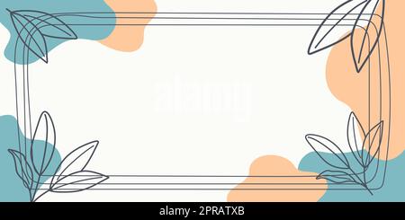 Blank Frame Decorated With Abstract Modernized Forms Flowers And Foliage. Stock Photo