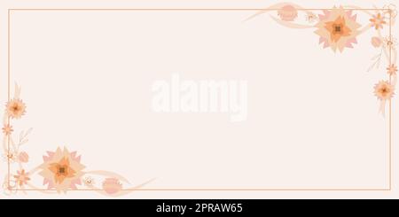 Blank Frame Decorated With Abstract Modernized Forms Flowers And Foliage. Stock Photo