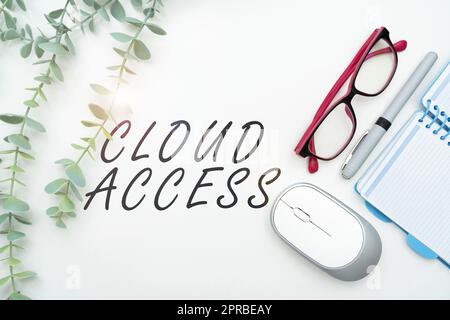 Text caption presenting Cloud Access. Internet Concept Software tool between the organization and the provider Flashy School Office Supplies, Teaching Learning Collections, Writing Tools Stock Photo