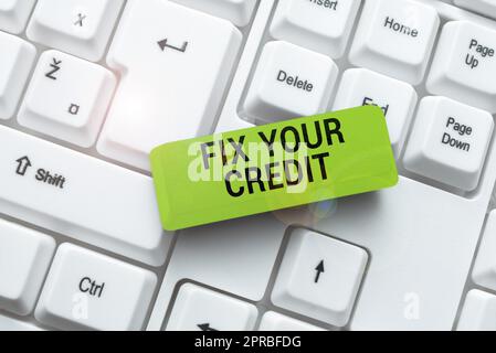 Text sign showing Fix Your Credit. Business showcase Keep balances low on credit cards and other credit -49193 Stock Photo