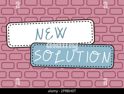 Writing displaying text New Solution. Business idea Modern Innovation Latest effective approach to a problem Blank Rectangular Shapes For Business Advertisement And Promotion. Stock Photo