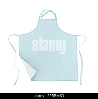 Light blue apron with pattern isolated on white, top view Stock Photo ...