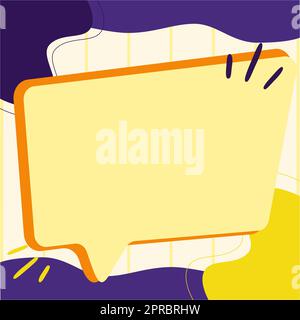 Illustration Of Empty Big Chat Box For Waiting For New Surprising Advertisement To Be Posted. Large Blank Message Cloud Drawing Expecting Old Announcement Assign. Stock Vector