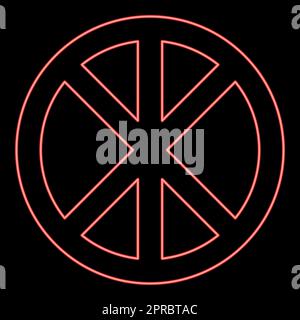Neon cross round circle on bread concept parts body Christ Infinity sign in religious red color vector illustration image flat style Stock Vector
