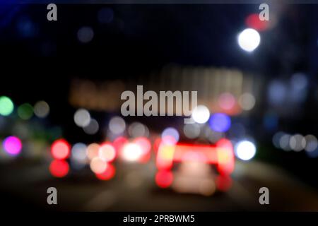 Blurred colorful bokeh light at night Stock Photo