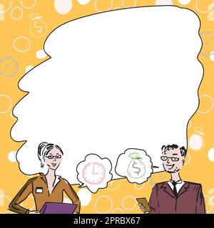 Team Members Looking At Whiteboard Brainstorming Conversation New Solutions. Colleagues Group Looking At Board Thinking Talking Problem Solving Skills Stock Vector