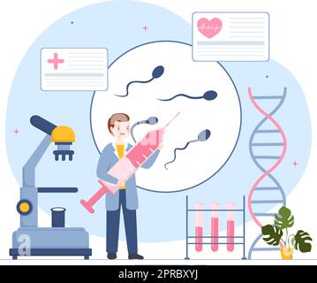 Fertility Clinic on Infertility Treatment for Couples and Handles in Vitro Fertilization Programs in Flat Cartoon Hand Drawn Templates Illustration Stock Vector