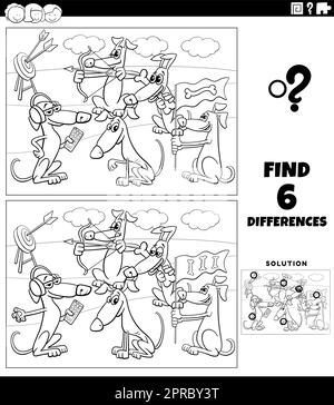 differences game with cartoon dogs coloring page Stock Vector Image ...