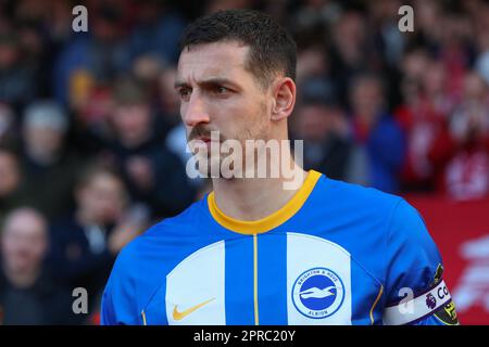 Lewis Dunk #5 of Brighton & Hove Albion during the Premier League match Nottingham Forest vs Brighton and Hove Albion at City Ground, Nottingham, United Kingdom, 26th April 2023  (Photo by Gareth Evans/News Images)