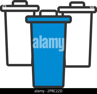 Garbage Containers With Separated Trash Icon Stock Vector