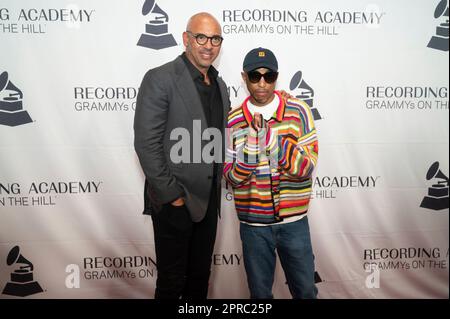 Pharrell Williams speaks during the GRAMMYs on the Hill Awards on  Wednesday, April 26, 2023, at The Hamilton in Washington. (Photo by Kevin  Wolf/Invision/AP Stock Photo - Alamy