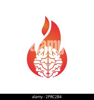 Fire brain vector logo design template. Stock Vector