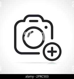 add photos line flat icon Stock Vector