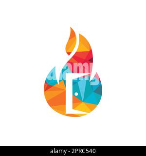 Fire door vector logo design template. Stock Vector