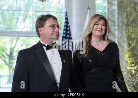 Washington, United States. 26th Apr, 2023. Senior Director for East Asia and Oceania at the National Security Council Edgard Kagan and Cynthia L. Gire arrive for the State Dinner with President Joe Biden and the South Korea's President Yoon Suk Yeol at the White House in Washington, DC on Wednesday, April 26, 2023. Photo by Bonnie Cash/UPI Credit: UPI/Alamy Live News Stock Photo