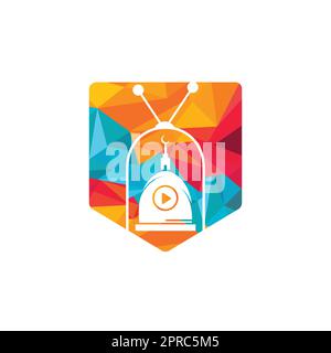 Muslim tv vector logo design template. Islamic media logo concept. Stock Vector