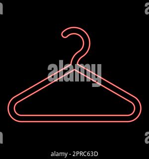 Neon hanger Clothes hanger red color vector illustration image flat style Stock Vector