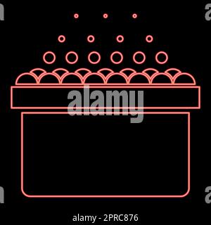 Neon hot whirlpool Spa Bathtub with foam bubbles Bath Relax bathroom Bath spa red color vector illustration image flat style Stock Vector