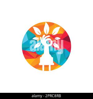 Electric cord and hand tree vector logo design. Stock Vector