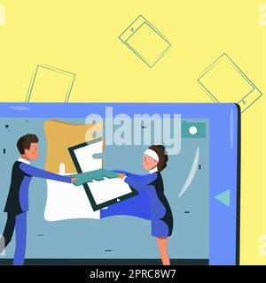 Colleagues Building New Project Plans Presenting Latest Ideas Defining Teamwork. Partners Creating Latest Work Strategies Promoting Future Advertisement Stock Vector