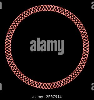 Neon decoration circle Decorative line Art frame red color vector illustration image flat style Stock Vector