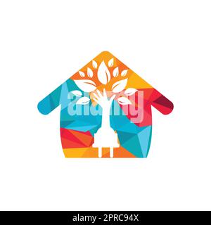 Electric cord and hand tree vector logo design. Stock Vector