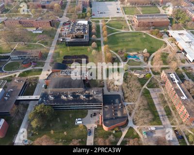 Aerial photograph of Science Hall on the campus of the University of ...