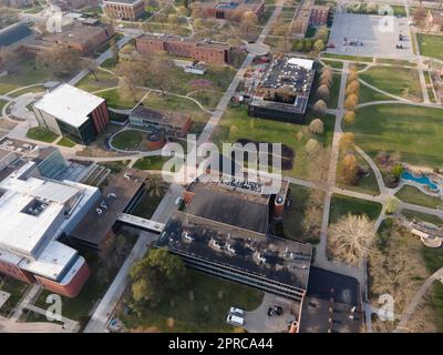 Aerial photograph of Drake University on a beautiful spring morning. Des Moines, Iowa, USA. Stock Photo