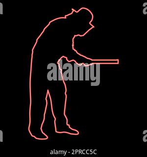 Neon beekeeper holding honeycomb plank Apiarist red color vector illustration image flat style Stock Vector