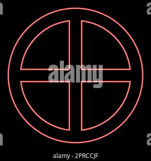 Neon cross round circle on bread concept parts body Christ Infinity sign in religious red color vector illustration image flat style Stock Vector